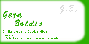 geza boldis business card